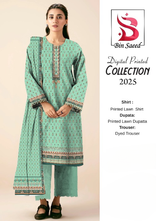 ✨ Bin Saeed ✨3 Piece Digital Printed Lawn Unstitched Suit New Collection 2025 For Womens