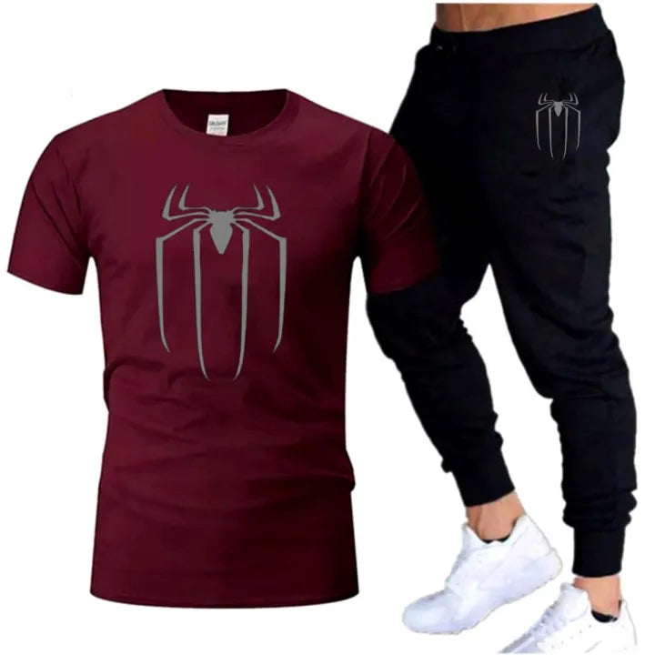 Maroon Summer Printed Tracksuit For Men - Soft & Comfortable Fabric Tshirt & Trouser Printed Tracksuit